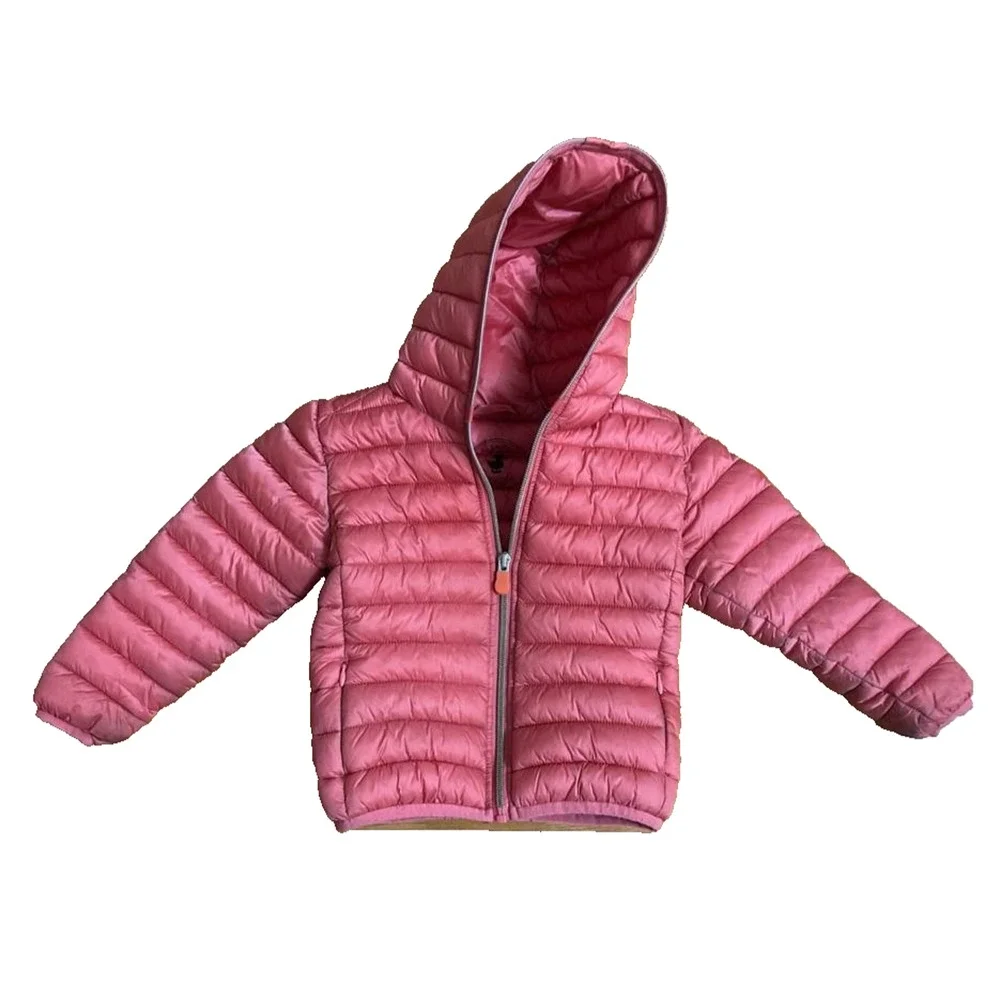 Save The Duck Kids Shiny Hooded Puffer Jacket 2T Pink A001900